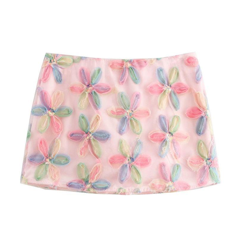 Jnleaog Autumn New Women's Clothing Fashion Style Stylish Fashion All-Match Heavy Industry Color Three-Dimensional Flower Skirt