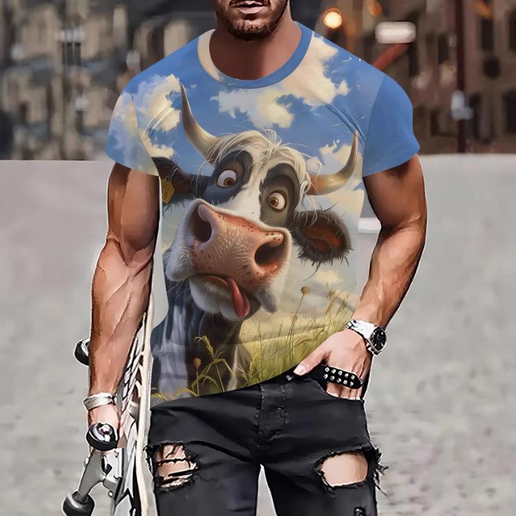 ForYourBeauty Heren Grappig Bedrukte Korte Mouw Stijlvolle Eenvoudige Top T-shirts Heren 6XL