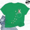 Pocket Bunny T-Shirts – Cute Rabbit Paw Prints T-Shirt Funny Bunny Graphic Tee Tops Sweet Rabbit Sitting in The Pocket Shirt