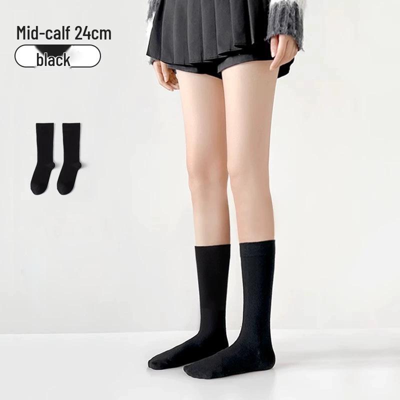 Women's Low-Pressure Over-the-Knee Compression Socks – Slimming, High-Top, Half-Length, Black, for Spring/Autumn