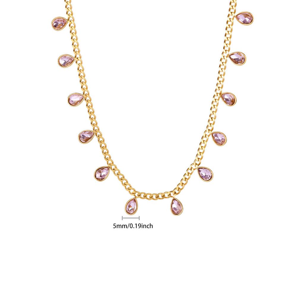 Fashion Beaded Jewelry, High-end Jewelry, Exaggerated Zircon Water Drop Fringe, Titanium Steel Necklace Does Not Fade