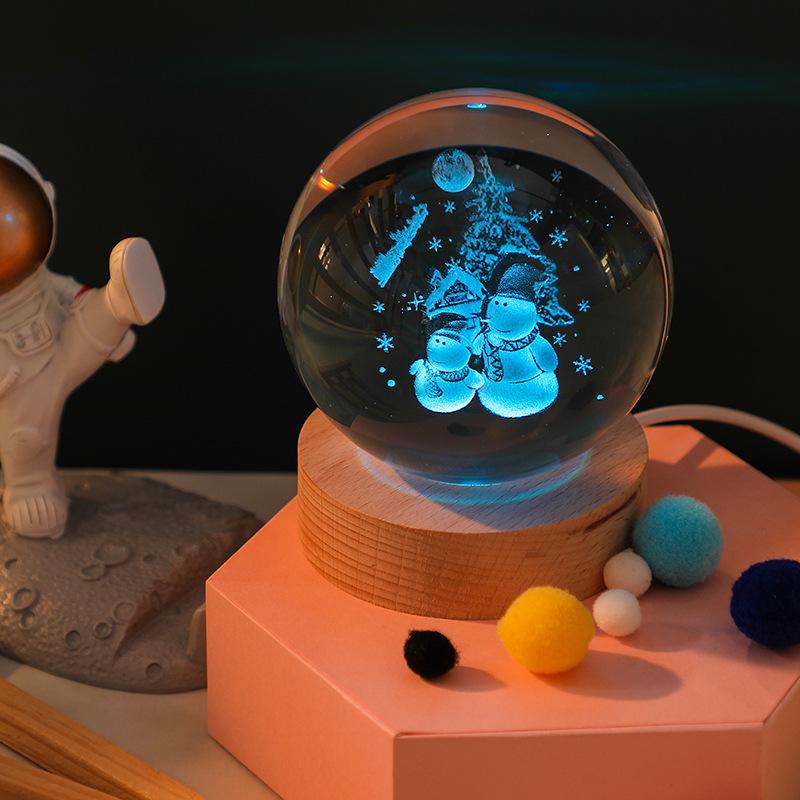 3D Galaxy Crystal Ball Night Light with Color-Changing Base - Unique Starry Sky Gift