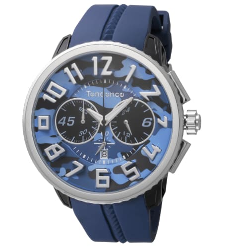 

TENDENCE Men s GULLIVER Round CAMO Watch (TY046023-BU) with Quartz Movement, 5 ATM Water Resistance, Mineral Glass, and Blue Dial, Stainless Steel/Syn