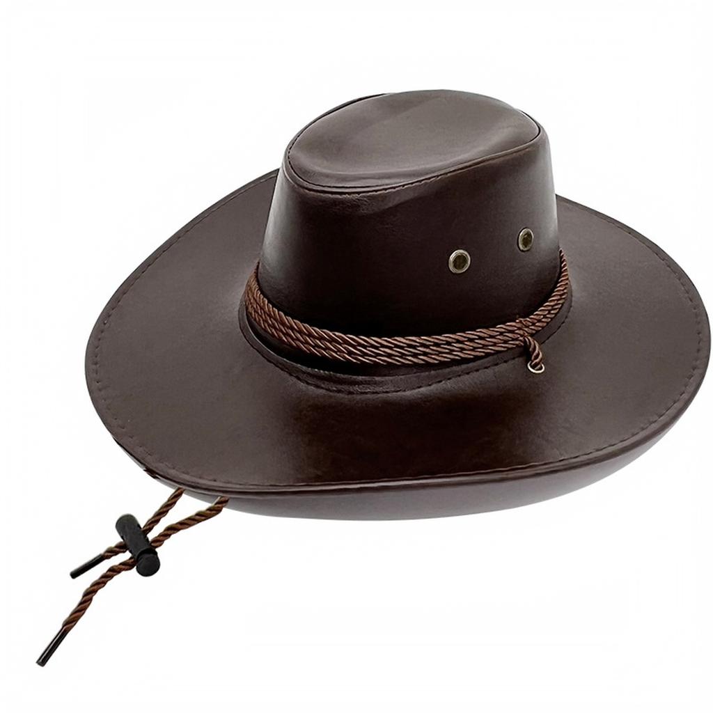 Unisex Western Leather Hat with Wide for