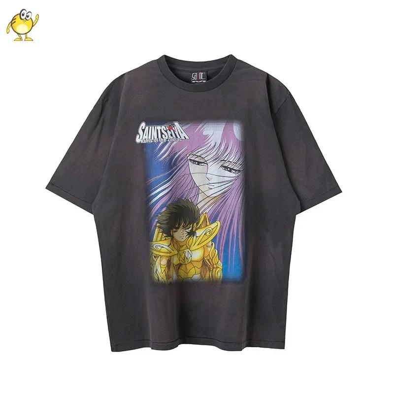 Summer Fashion Heavyweight Retro Men's English Letters 100% Cotton Printed Round Neck High-quality Casual Fitness Street T-shirt