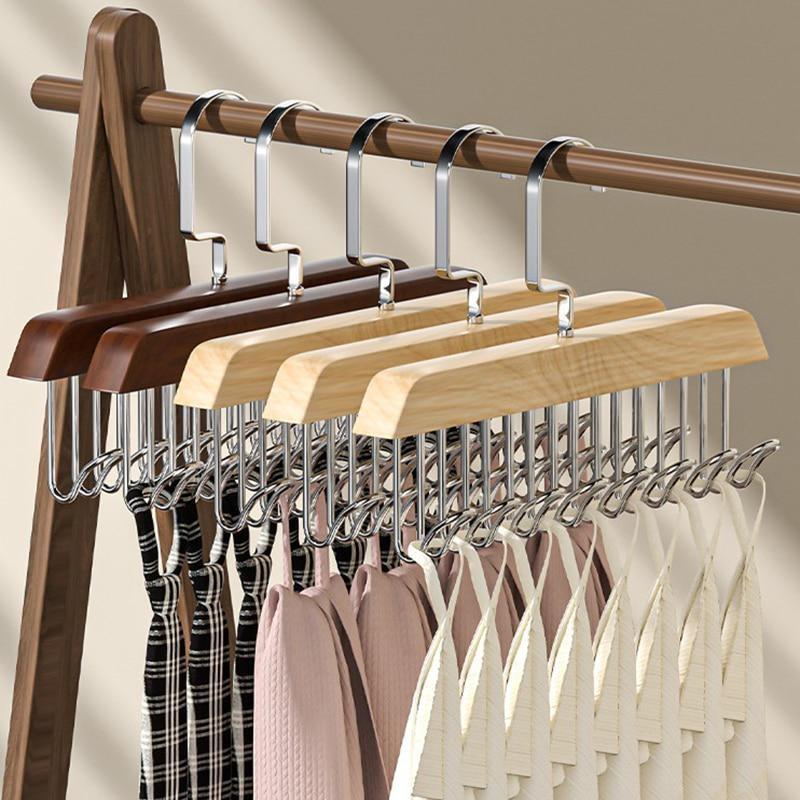 1 PC Multi-functional Solid Wood Hanger Hook Women Storage Bra Hanger Home Belt Hanger Durable 8 Hooks Rack Closet Clothes Organizer
