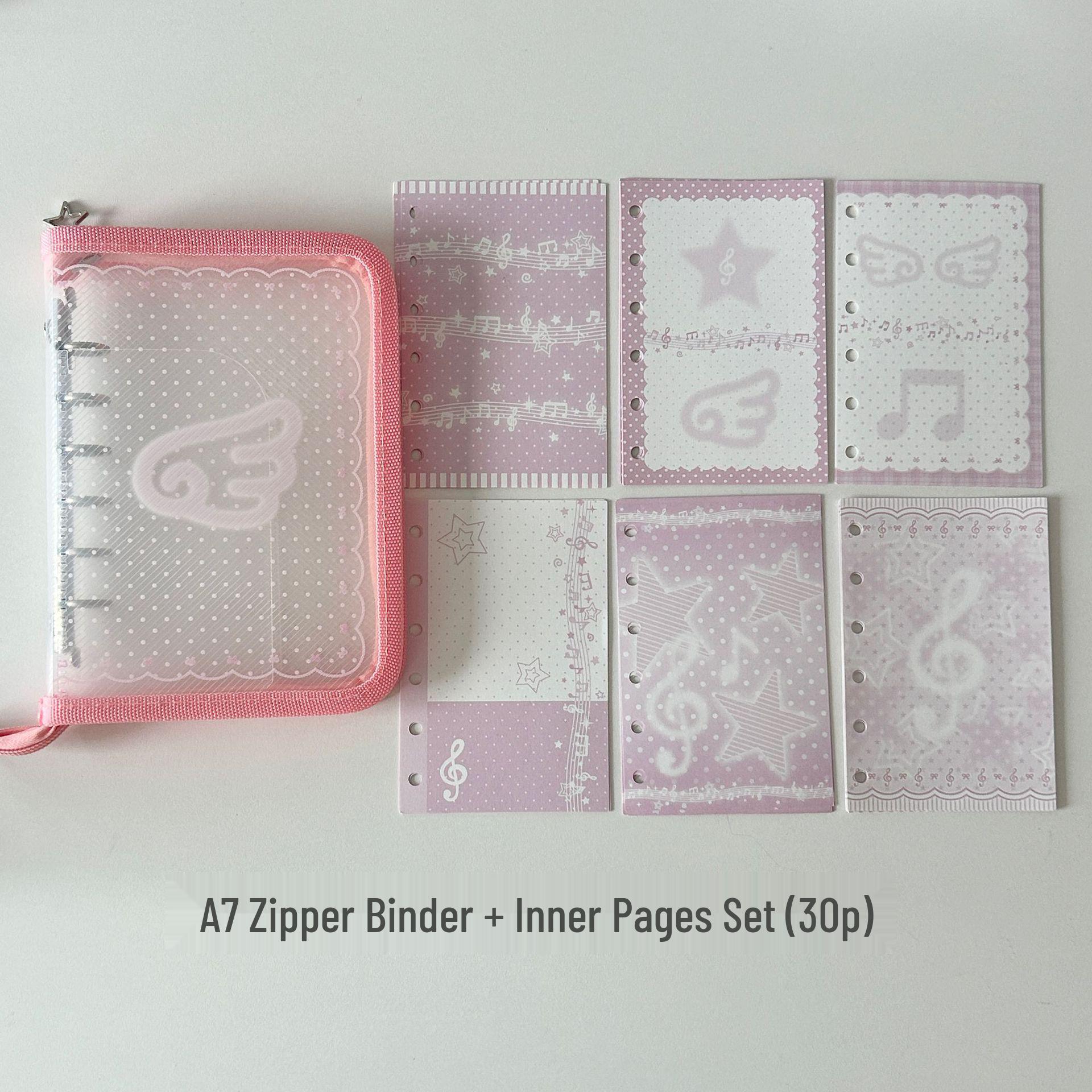 A7 Planner with PP Twill Inner Pages - Portable Pink Wings Student Schedule & Note-taking Notebook by Waka Waka