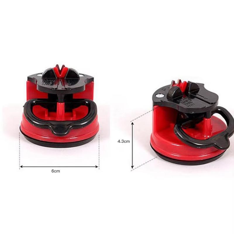 Portable Red Suction Cup Sharpener Tool Suitable Home Kitchen Friut Cut-knife Tool Outdoor Household Sharpener Accessories