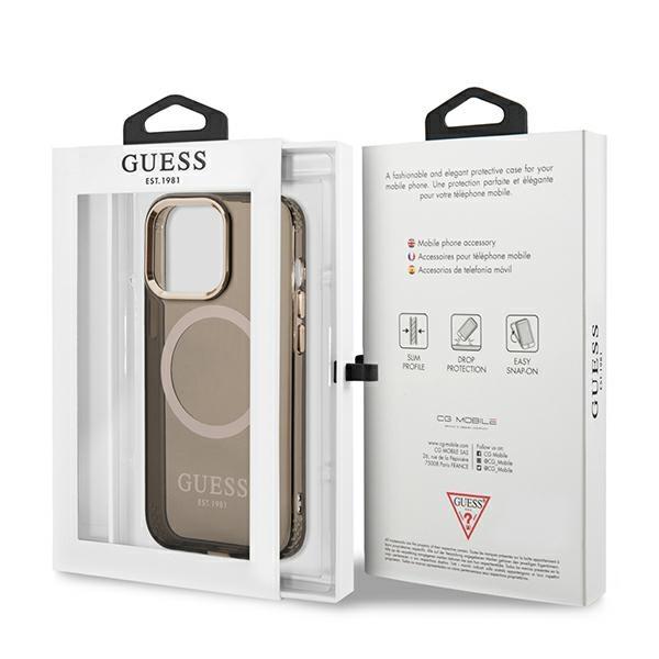 Guess Guhmp13Lhtcmk Iphone 13 Pro / 13 6,1 Czarny/Black Hard Case Gold Outline Translucent Magsafe