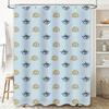 Blue Shower Curtain with Eye Pattern Decorative Waterproof Bath Mat Cover for Home Decoration (180x245cm)