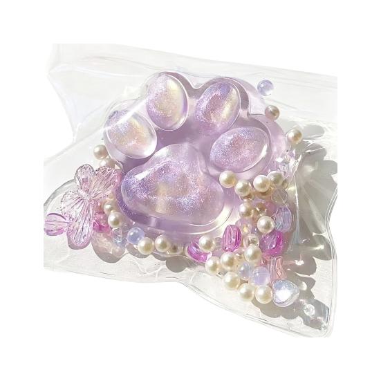 

Colorful Transparent Cat Paw Squeeze Toy Soft TPR Fidget for Stress Relief Fun Birthday Christmas Gift for Kids Adults фіолетовий