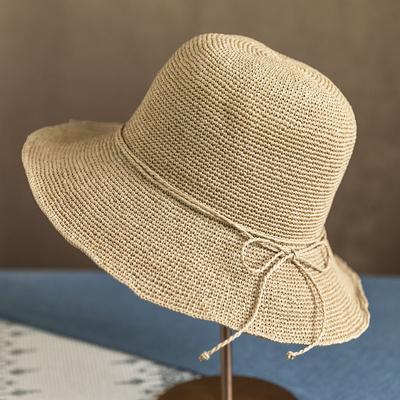 Women Fashion Summer Crochet Straw Cap Sun Protection Raffia Wide Brim Foldable Straw Hats