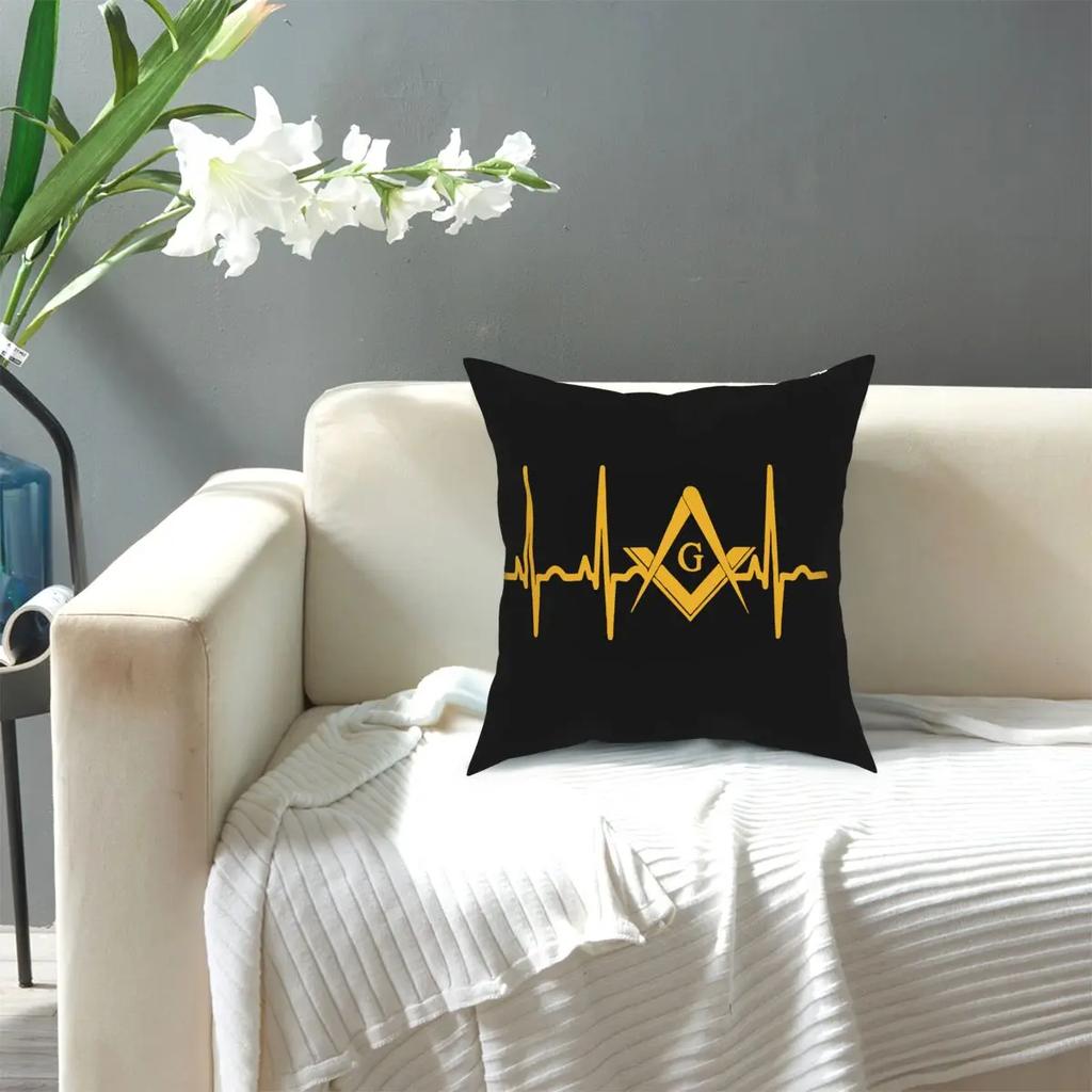 Heartbeat Freemason Throw Pillow Cover Cushions for Sofa Masonic Mason Fashion Cushion Covers