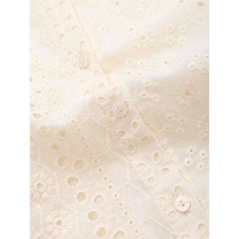 Kaslead New Arrival Women's Clothing Fashion Style Fashion All-Match Minimalist Cut Out Embroider Shirt 3304652