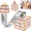 Pink Gold Birthday DIY Money Box Happy Birthday Decoration Kids Adults 18 30 Birthday Party Supplies Favors Gift Baby Shower