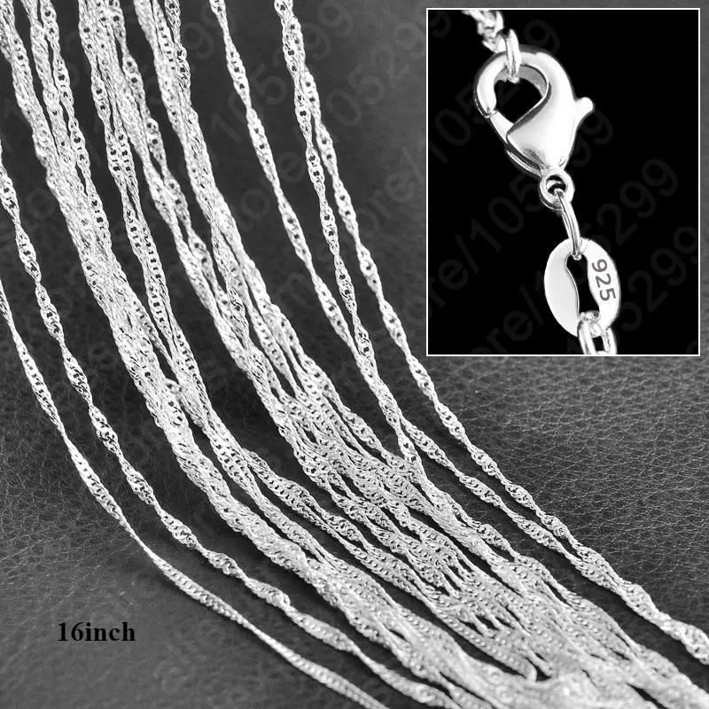 

925 Sterling Silver Water-wave Chains Necklace for Women Men 5Pcs 16-30 Inches 1.6MM Chain Jewelry Making Accessories