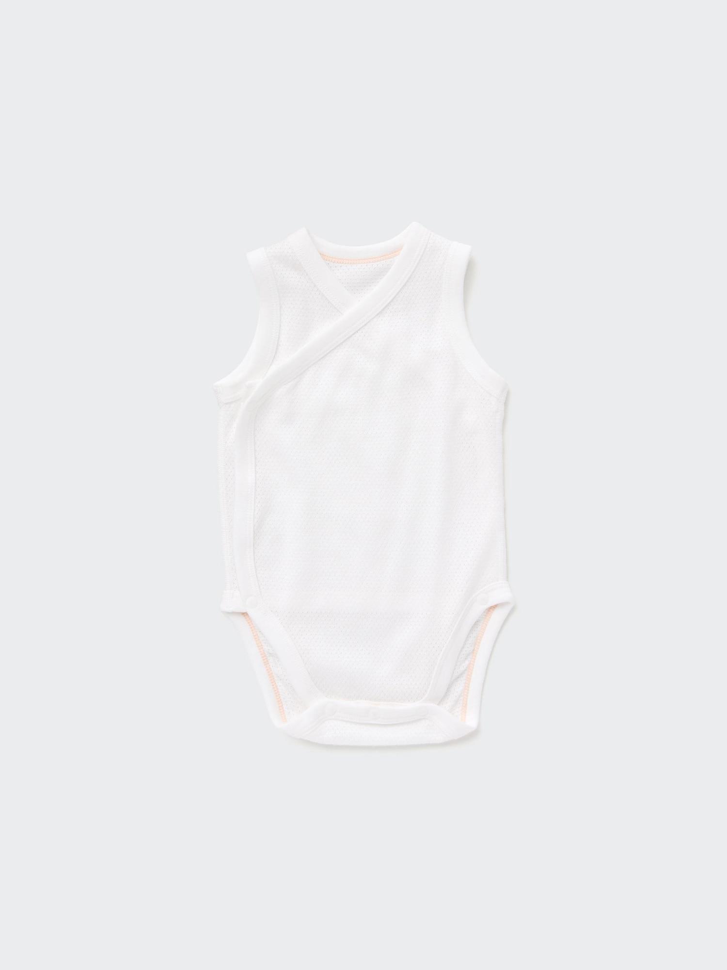 

Боди UNIQLO JAPAN из хлопковой сетки без рукавов с открытым передом 00 WHITE/70