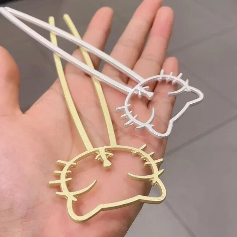 South Korea's Dongmen New Cat Metal U-shaped Hairpin Girl Versatile Cute Hairpins Fashion Ball Head Lazy Headwear Accessories