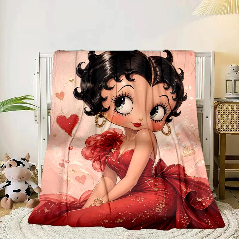 laday In Red Dress Blanket Flannel Blanket for bed, sofa, Camping, Hiking, Picnic Essentials, gift for family Fan gifts