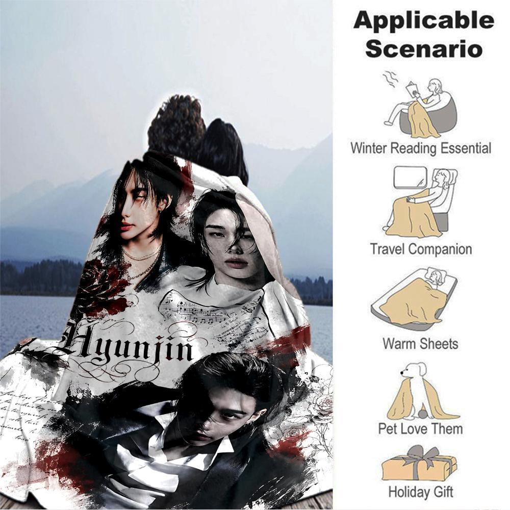 Hyunjin'S Emotional Journey Blanket Soft Throw Blanket For Home Bedroom Bed Sofa Travel Office Solid Christmas Blanket