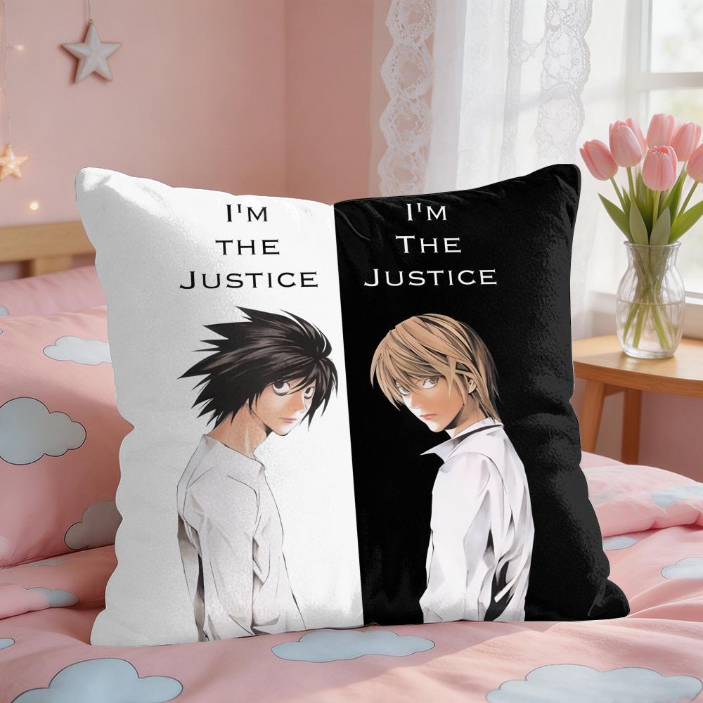 Anime DDeath NNote Cushion Cover Square Short Plush Pillow Case Living Room Sofa Home Decor Funda X