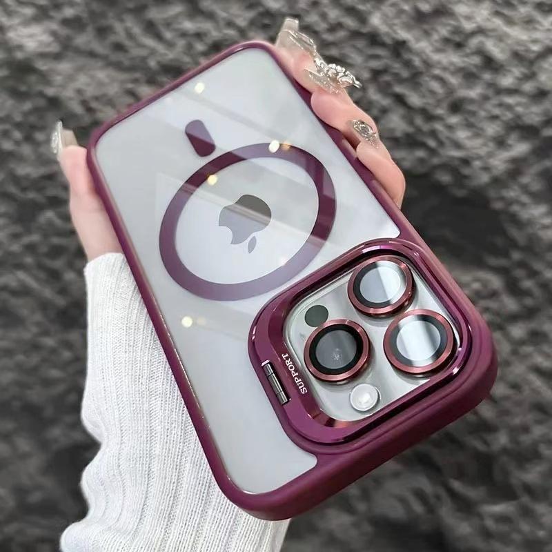 iPhone 16 PRO Magnetic Lens Holder Case, Transparent Acrylic, Anti-Fall, also fits iPhone 15/14.