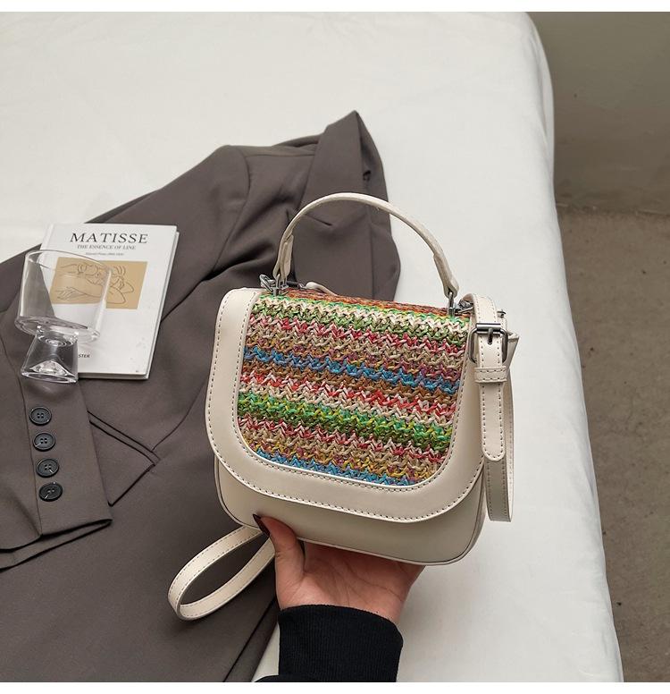 

Летняя популярная плетеная сумка женская 2025 новая модная универсальная портативная сумка-ведро в повседневном зарубежном стиле, сумка-мессенджер для поездок белый