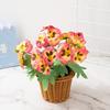 Artificial Pansy Flower Decorative Bouquet Small Home Ornament Silk Floral Arrangement Purple Orange 17cm