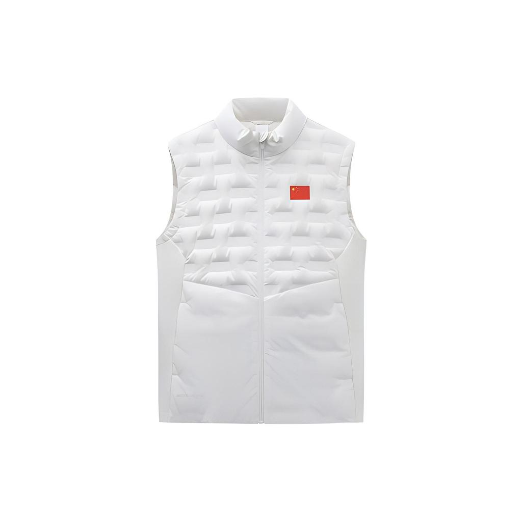 Anta Champion Série Tous Temps Couleur Unie Drapeau National Zippé Col Montant Gilet Duvet Homme gilet Blanc Papier 152410912-1