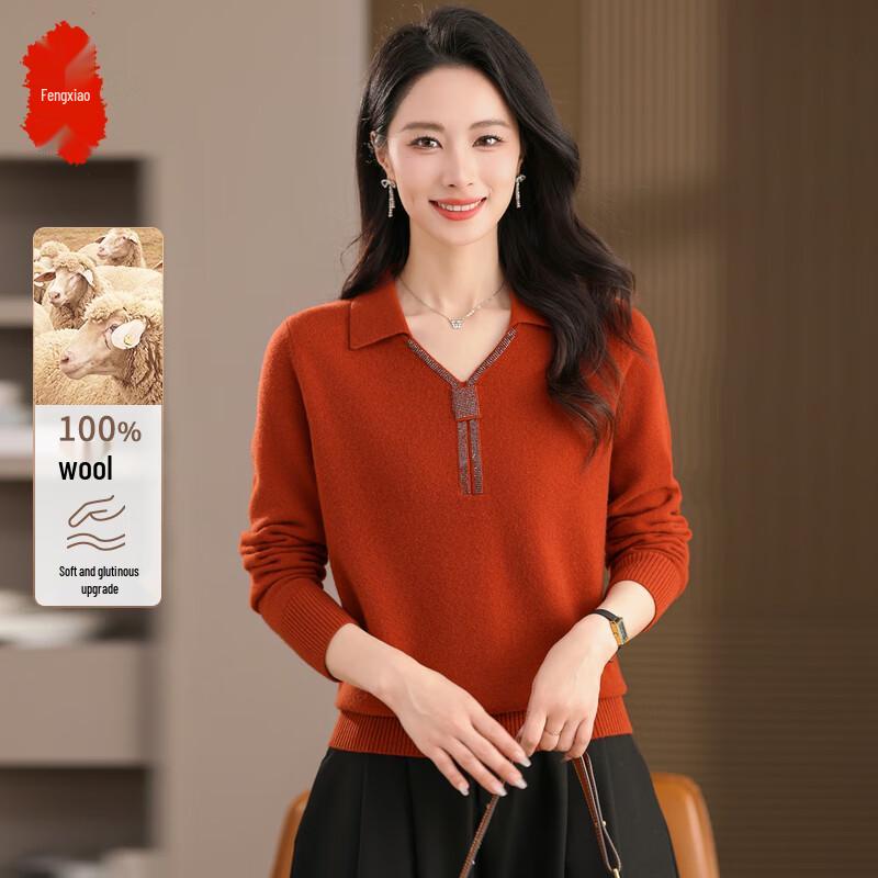 

Women s V-Neck Pure Wool Sweater 4XL