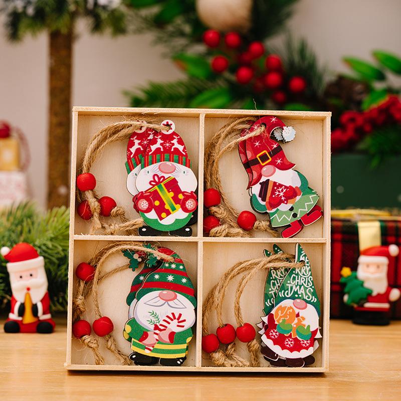 12Pcs Gnomes Pendants For Xmas Tree Christmas Decoration New Year Gift Wooden 2025 Christmas Hanging Ornaments
