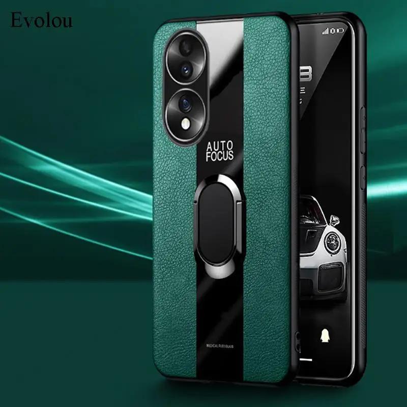Plexiglas PU-Leder Hülle Für Huawei Honor 70 lite 5G 60 50 SE 90 80 200 Smart Magnetischer Metallring Halter stoßfest Weiche Abdeckung