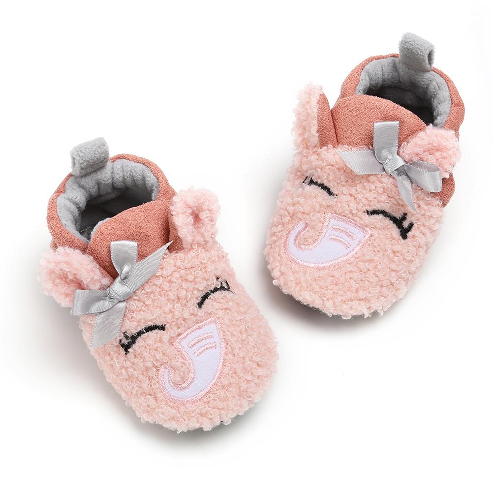 Unisex Cartoon Winter Baby Velcro Cotton Shoes, Soft Sole, Warm for Toddlers Aged 0-1 Year