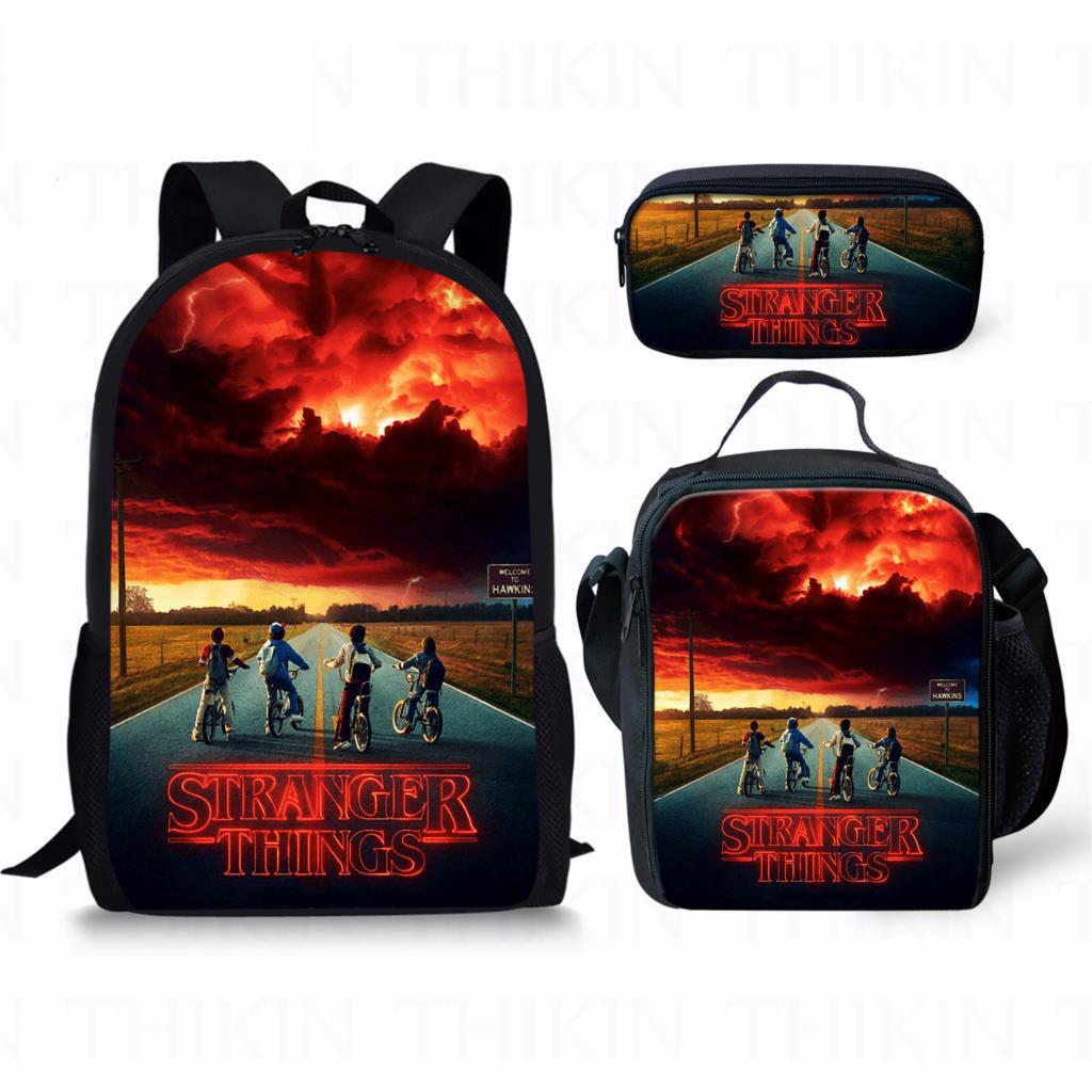 Stranger Things 3 Backpack Pencil Case Set For Daily Use With Nylon Material