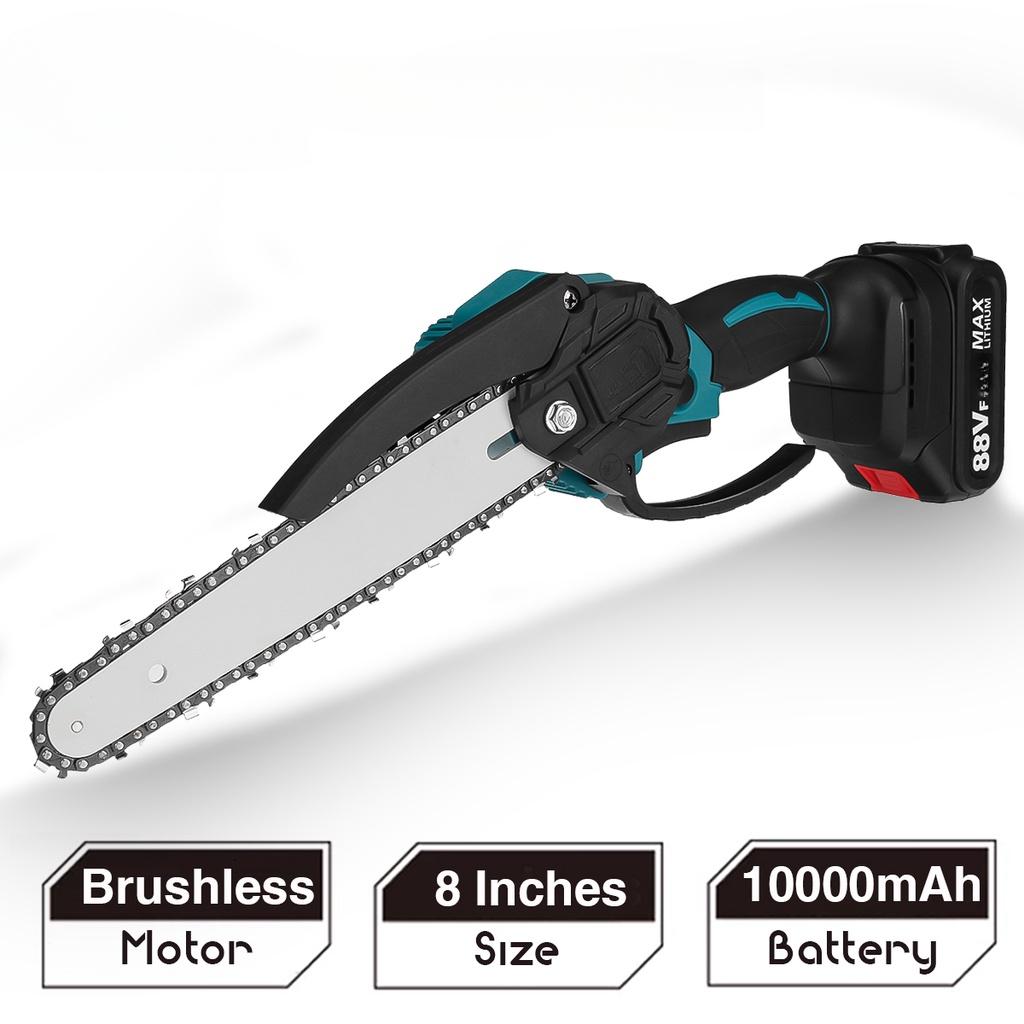 88VF Brushless Electric Chain Saw Mini Chainsaw Rechargeable Wood Cutter Pruning Garden Power Tool For Makita 18V Battery 8 Inches