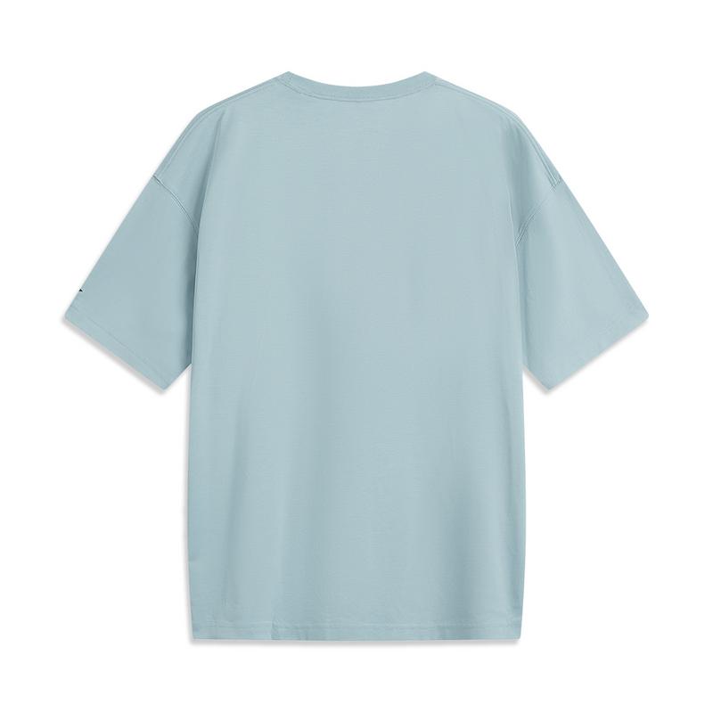 Li Ning CF Jednobarevné s nápisem Kulatý výstřih Ledový pocit Pohodlné Antibakteriální Tričko s krátkým rukávem Pánská trička Rybí oko-zelená ATSV189-4