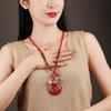 GEMCHIC Women's Vintage Red Glass Fish Pendant Necklace Long Sweater Chain Ethnic Style Jewelry Gift