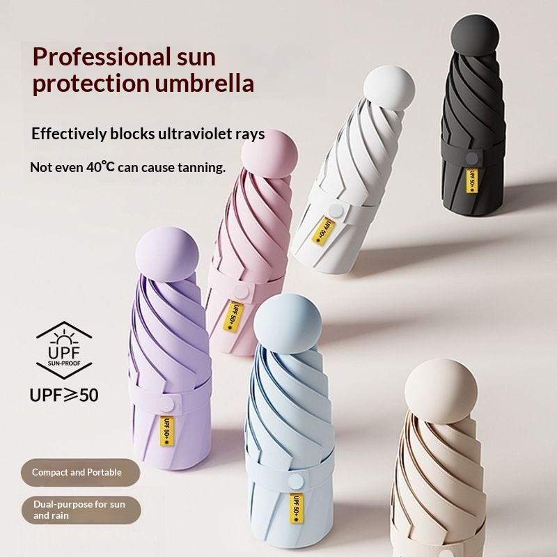 Kompaktowy Mini Parasol Podróżny Parasol Ochrona UV 5-krotny Ultralekki Parasol Przeciwsłoneczny Przenośny Manualny