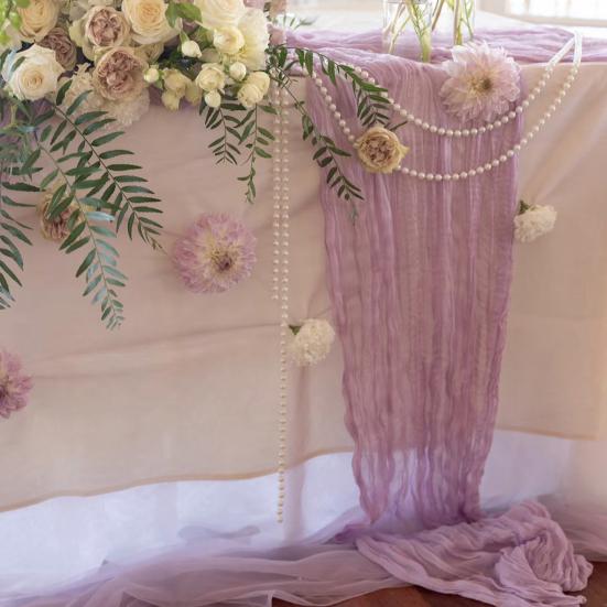 Cheesecloth Table Runner Wrinkled Boho Table Runner 6ft 10ft 13ft Rustic Farmhouse Table Runner for Wedding Engagement Bridal Shower Party Decoration