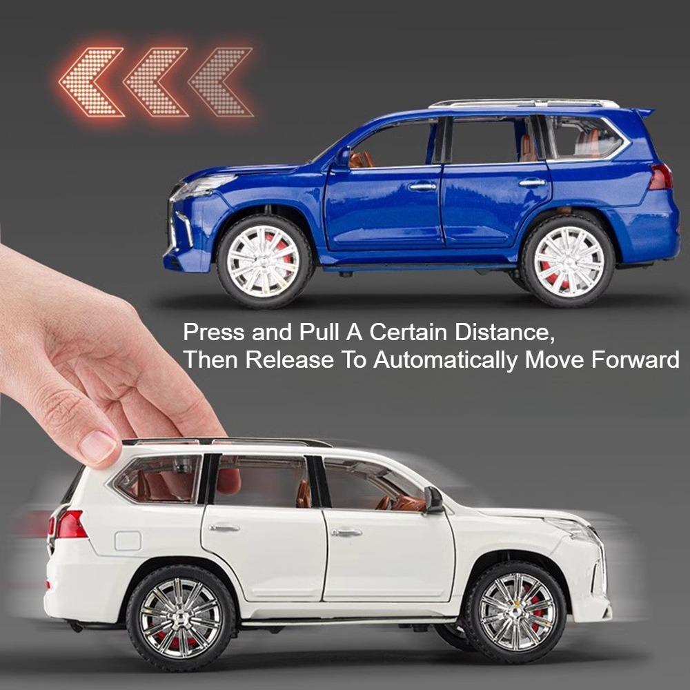 1:24 LX600 LX570 SUV Alloy Car Model Toy Diecasts Metal Off-road Vehicles Pull Back Sound Light Simulation Toys Childrens Gifts
