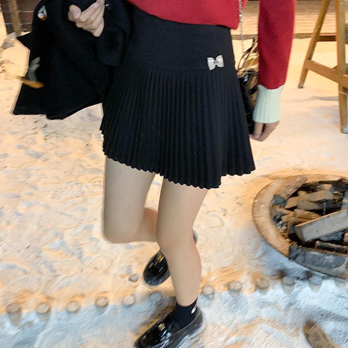 Women s A-line High Waist Pleated Woolen Skirt - Spring/Autumn 2025 College Style S чёрный