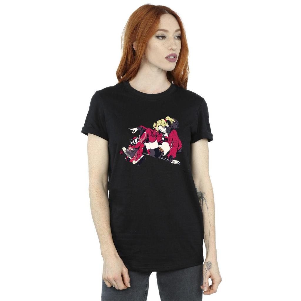 DC Comics Womens/Ladies Harley Quinn Rollerskates Cotton Boyfriend T-Shirt