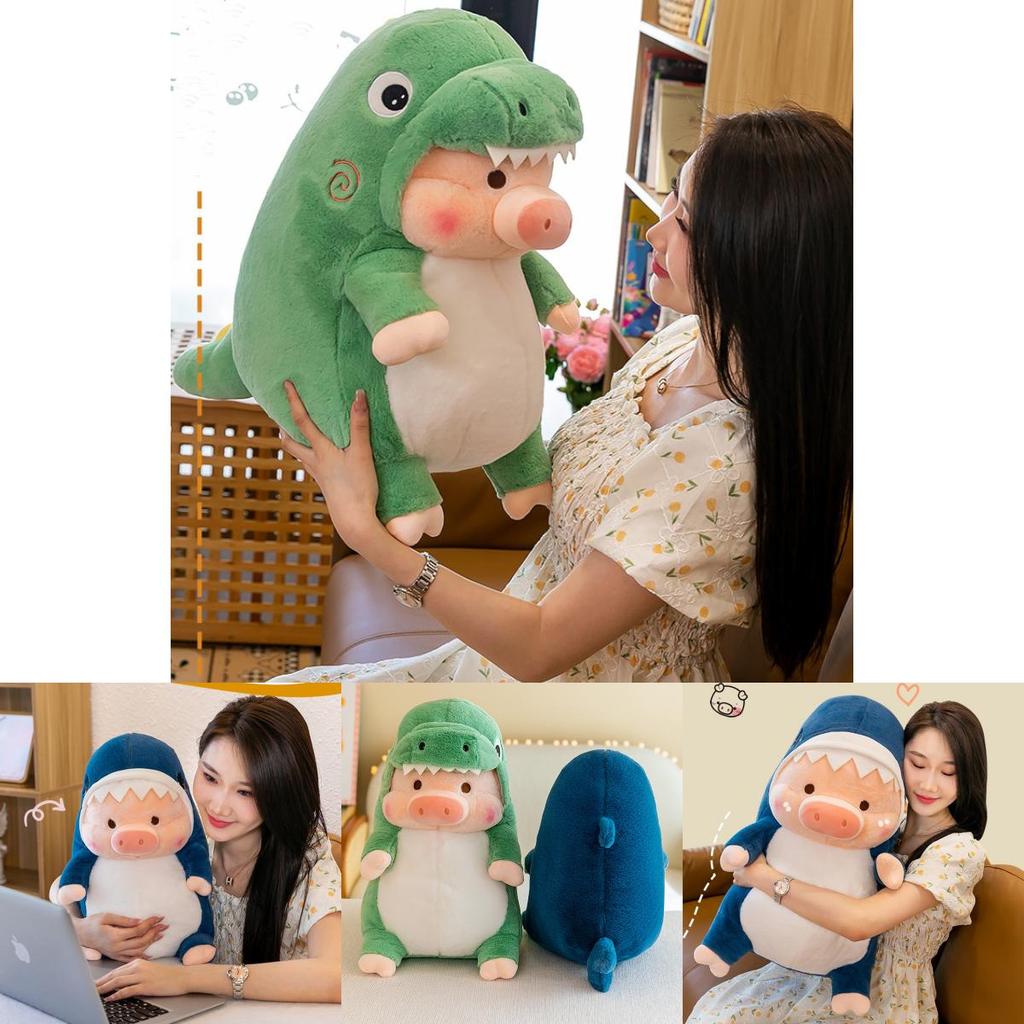 Cute Dinosaur And Shark Pig Plush Toy Pillow For Kids, Girls Large Stuffed Animal Doll Gift