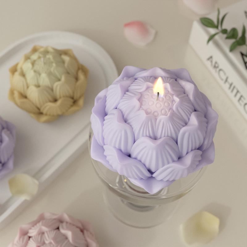 Stampo in Silicone in Resina Epossidica a Forma di Fiore di Loto Riutilizzabile Fai da Te per Candele Sapone Gesso Decorazioni per la Casa Artigianato Stampo per Colata