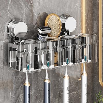 Odnímatelný nerezový přísavkový držák na kelímek na zubní kartáčky, nástěnný, bez nutnosti vrtání, instalace na toaletu, do koupelny