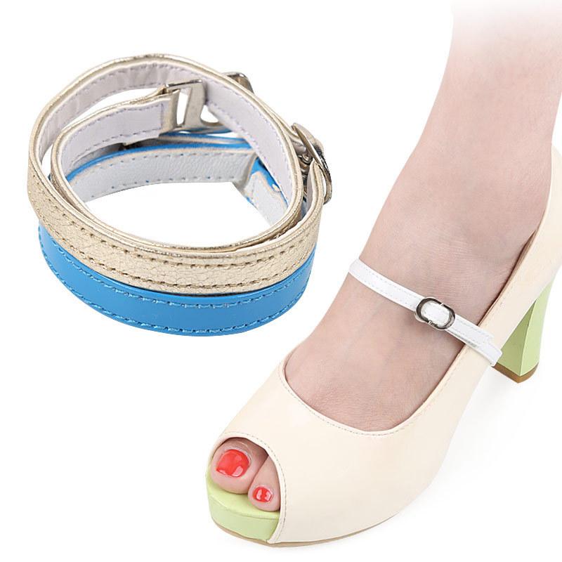 Cowhide High Heels, Shoelaces, Lazy Bundle of Shoelaces, Women Do Not Heel Around The Ankle, Buckle Flat Tie, White Round Anti-drop