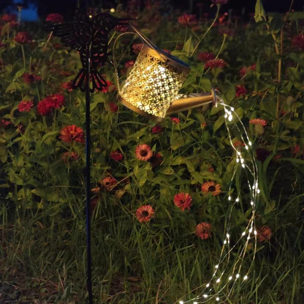 Led Solar Watering Can Light Waterproof Outdoor Walkway Iron Plug Chandelier Street Strip Hanging Lighting Lanscape Patio Lights