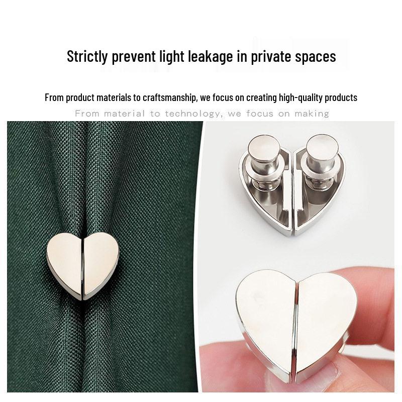 Heart-Shaped Magnetic Curtain Buckle - Strong Metal Closure for Light Leak Prevention