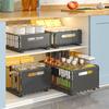 Kitchen Accessories Sliding Pantry Drawer Organizer Free Punch Foldable Cabinet Pull Out Storage Rack