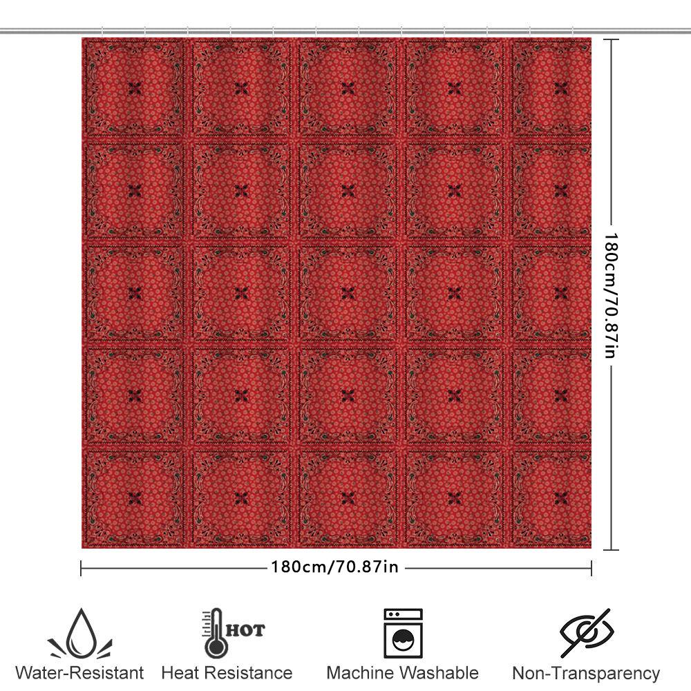 Rustic Red Bandana: Classic Western Pattern Shower Curtain For A Vintage And Bold Bathroom Dcor